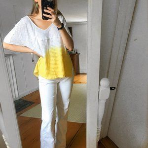 NEW Free People Yellow & White Ombre Oversized Tee